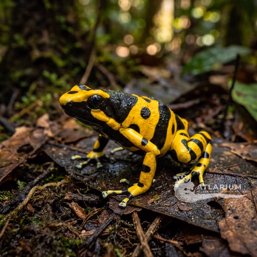 Rana Dardo de Bandas Amarillas (Abejorro) (Dendrobates leucomelas)