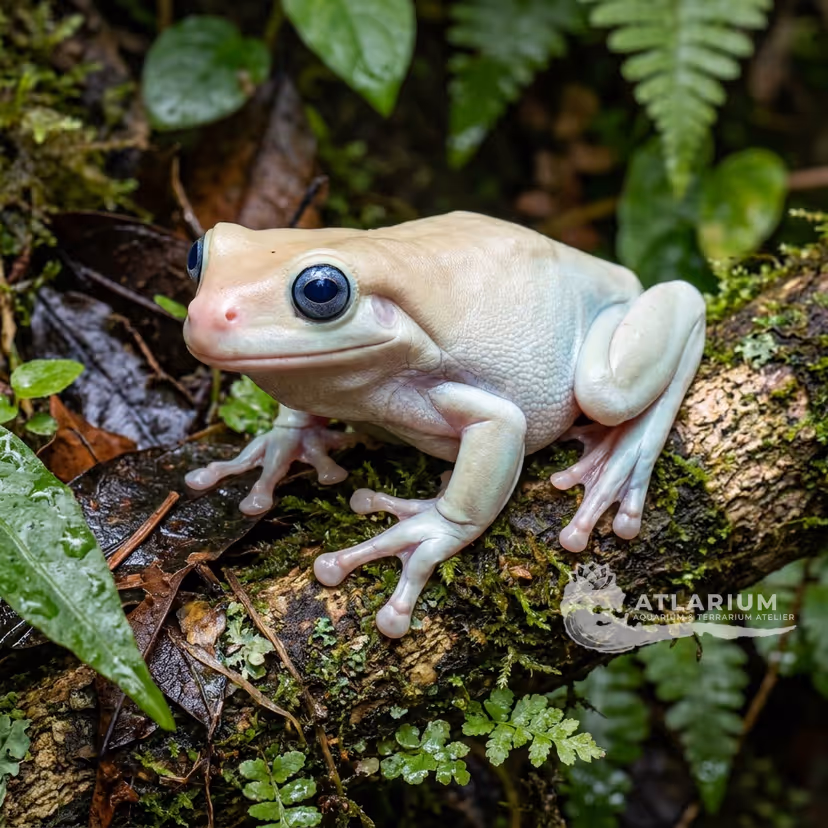 White's Tree Frog (Blue-eyed Leucistic) (Litoria caerulea "Blue-eyed Leucistic")