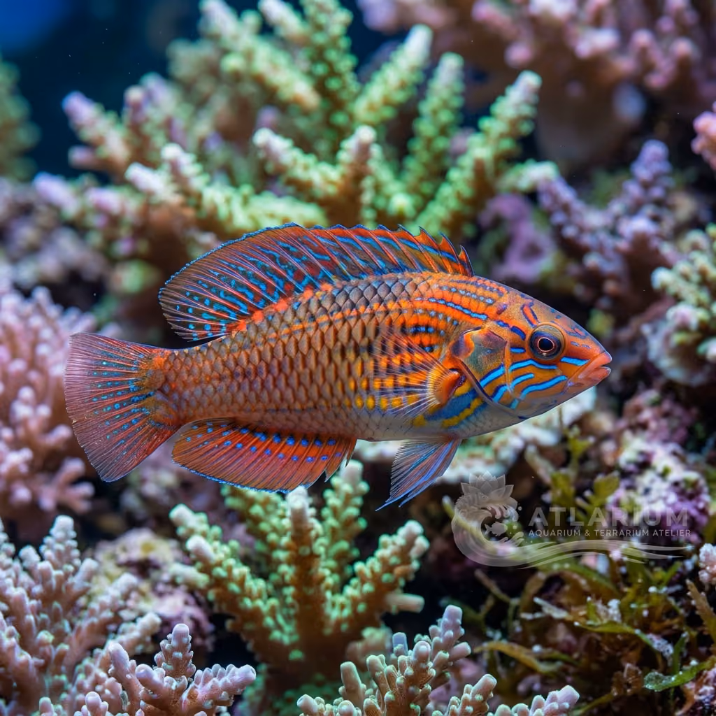 Pink-lined Flasher Wrasse (Paracheilinus piscilineatus)