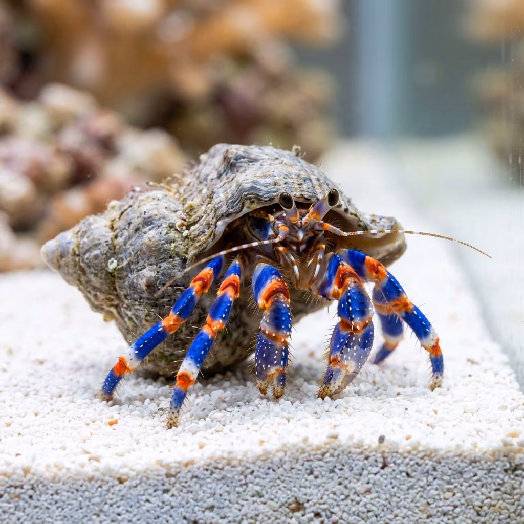 Blue leg hermit crab (Clibanarius tricolor)