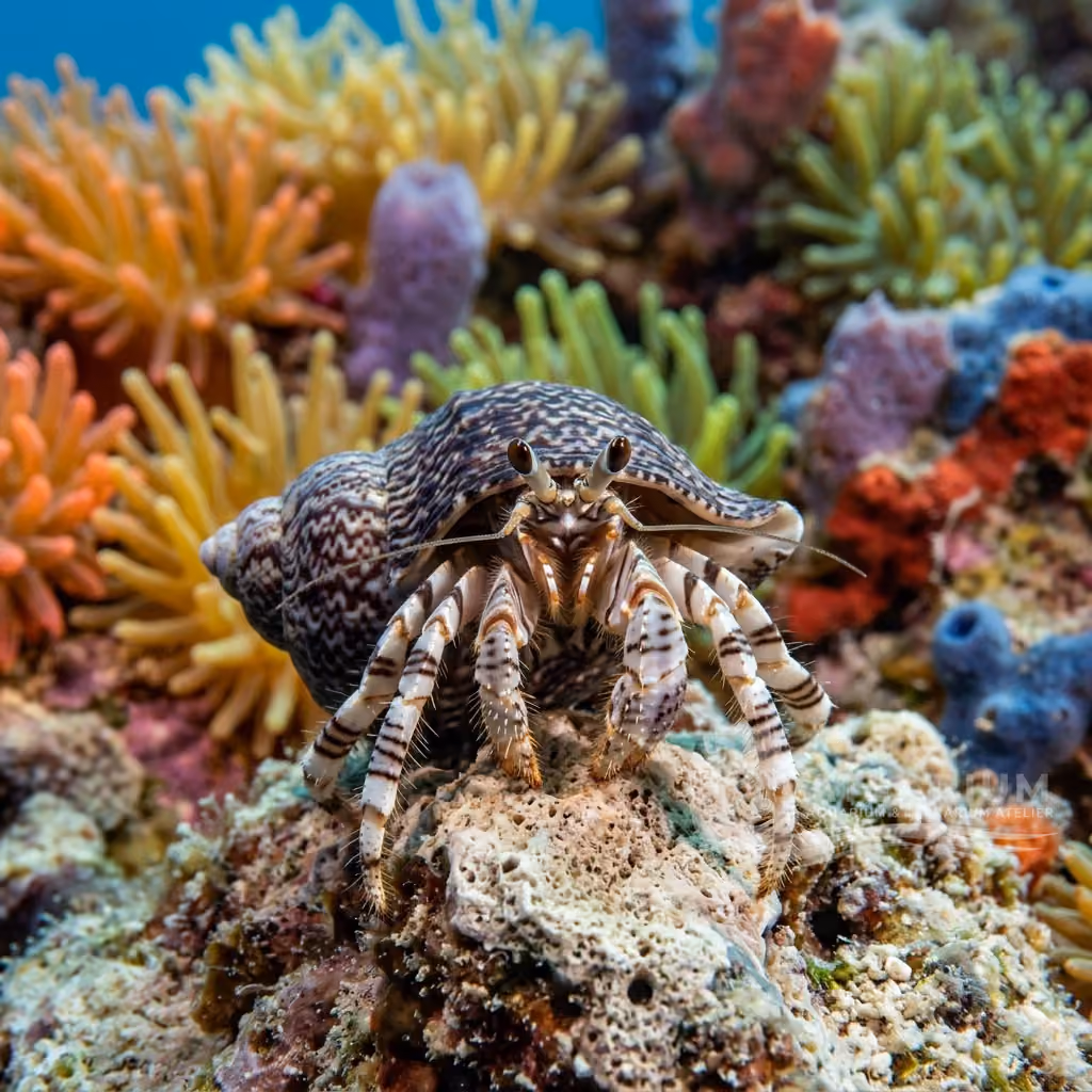Paguro zebra delle Hawaii (Clibanarius zebra)
